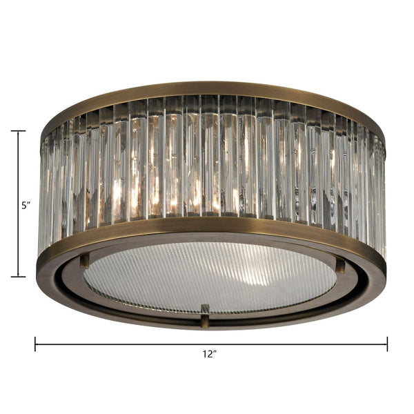Atlas Linden Manor 12" Wide 2-Light Flush Mount - Timeless Aged Brass Fixture for Stylish Indoor Spaces CL11476-BS