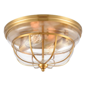 Atlas Manhattan 13" Wide 2-Light Flush Mount - Elegant Ambient Lighting for Modern and Classic Spaces Brushed Brass CL11477-BS