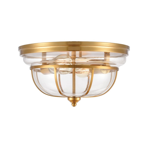 Atlas Manhattan 13" Wide 2-Light Flush Mount - Elegant Ambient Lighting for Modern and Classic Spaces Brushed Brass CL11477-BS