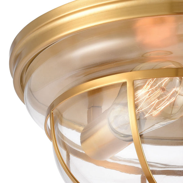Atlas Manhattan 13" Wide 2-Light Flush Mount - Elegant Ambient Lighting for Modern and Classic Spaces Brushed Brass CL11477-BS