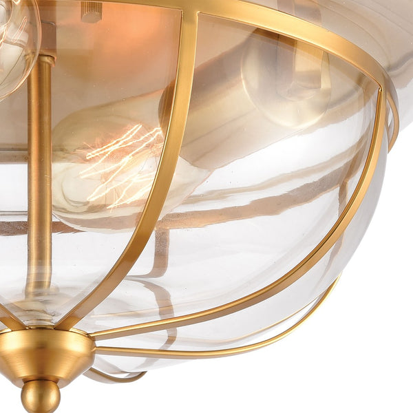 Atlas Manhattan 13" Wide 2-Light Flush Mount - Elegant Ambient Lighting for Modern and Classic Spaces Brushed Brass CL11477-BS