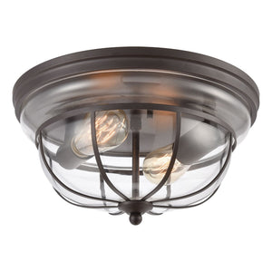 Atlas Manhattan 13" Wide 2-Light Flush Mount - Elegant Ambient Lighting for Modern and Classic Spaces Oil Rubbed Bronze CL11477-BZ