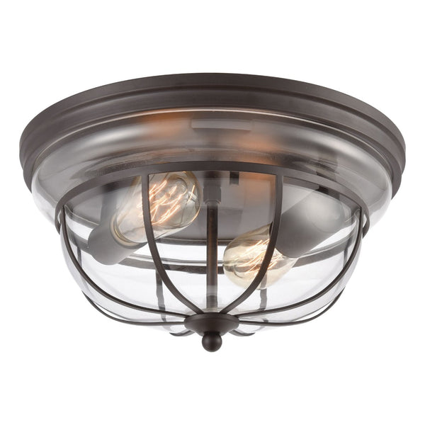 Atlas Manhattan 13" Wide 2-Light Flush Mount - Elegant Ambient Lighting for Modern and Classic Spaces Oil Rubbed Bronze CL11477-BZ