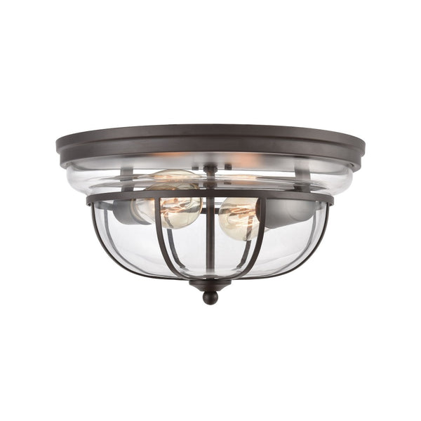 Atlas Manhattan 13" Wide 2-Light Flush Mount - Elegant Ambient Lighting for Modern and Classic Spaces Oil Rubbed Bronze CL11477-BZ