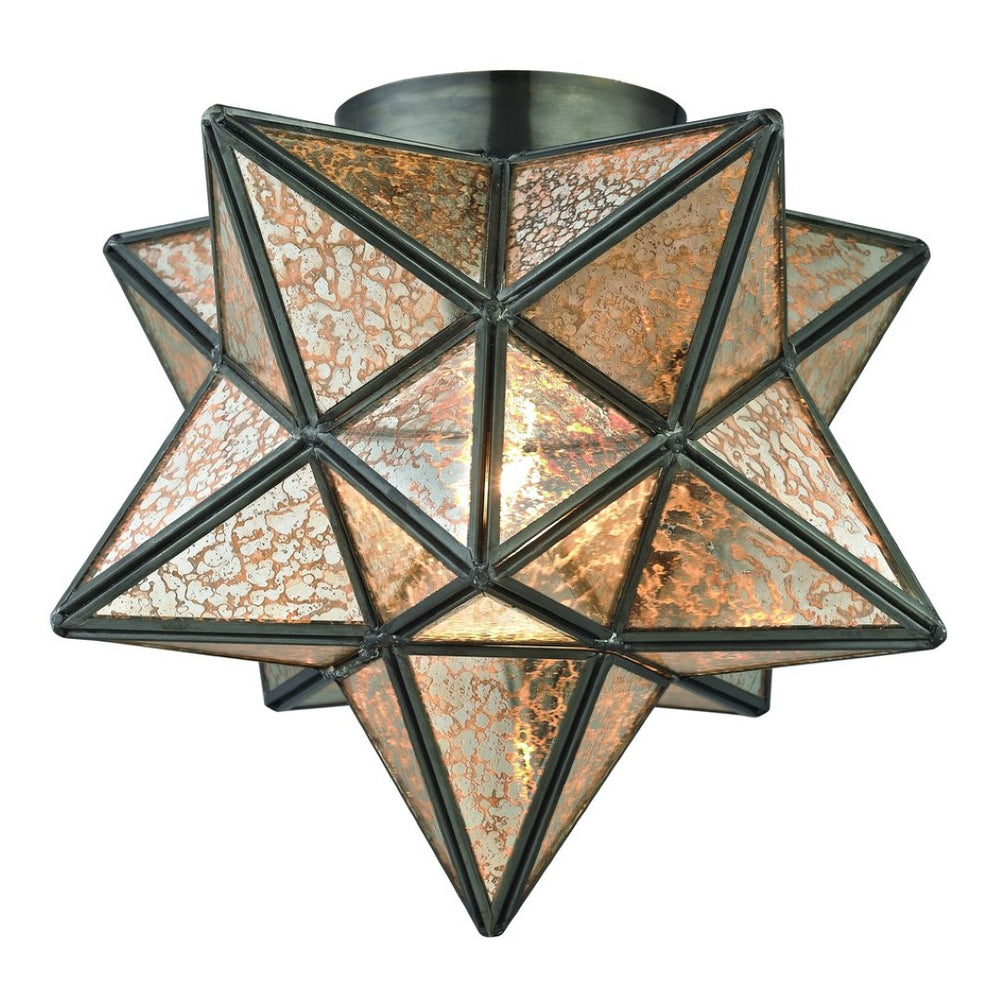 Atlas Moravian Star 11'' Wide 1-Light Flush Mount – Chic Oil Rubbed Bronze Design with Vintage Glass Elegance CL11479-BZ2