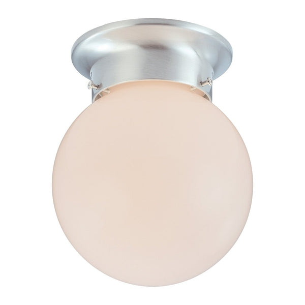 Atlas Orb 6" Wide Flush Mount Light – Modern Brushed Nickel Fixture with Floating Glass Shade Design CL11484-NK