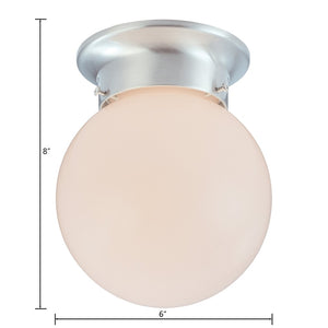 Atlas Orb 6" Wide Flush Mount Light – Modern Brushed Nickel Fixture with Floating Glass Shade Design CL11484-NK