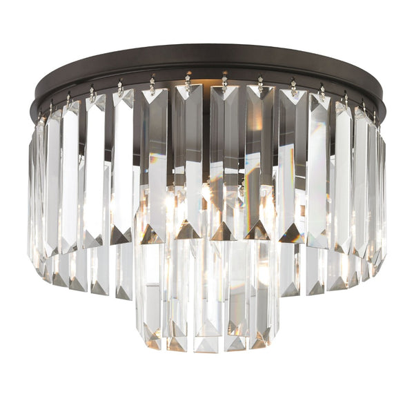 Atlas Palacial Semi Flush Mount Light Fixture - Elegant Prismatic Crystals for Glamorous Interiors Oil Rubbed Bronze 12'' CL11485-BZ