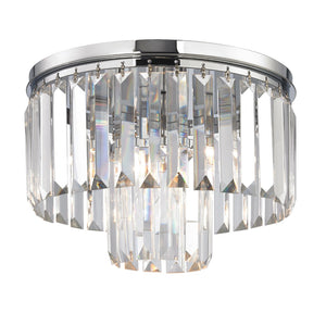 Atlas Palacial Semi Flush Mount Light Fixture - Elegant Prismatic Crystals for Glamorous Interiors Polished Chrome 12'' CL11485-CH