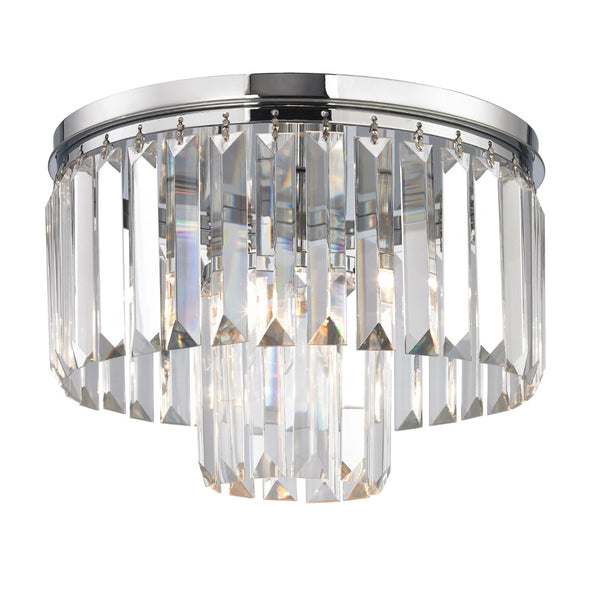 Atlas Palacial Semi Flush Mount Light Fixture - Elegant Prismatic Crystals for Glamorous Interiors Polished Chrome 12'' CL11485-CH