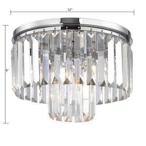 Atlas Palacial Semi Flush Mount Light Fixture - Elegant Prismatic Crystals for Glamorous Interiors Polished Chrome 12'' CL11485-CH