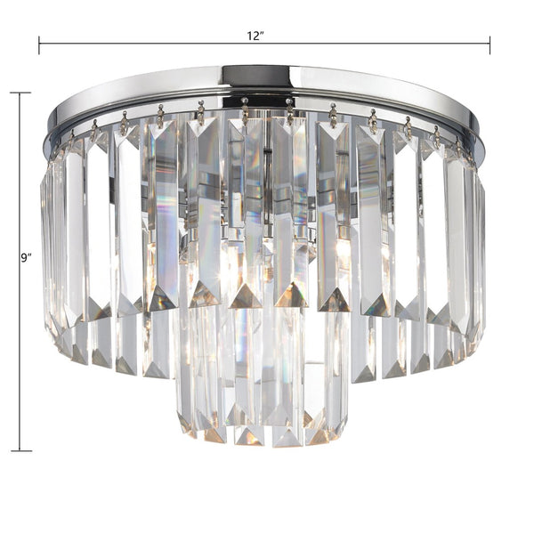 Atlas Palacial Semi Flush Mount Light Fixture - Elegant Prismatic Crystals for Glamorous Interiors Polished Chrome 12'' CL11485-CH