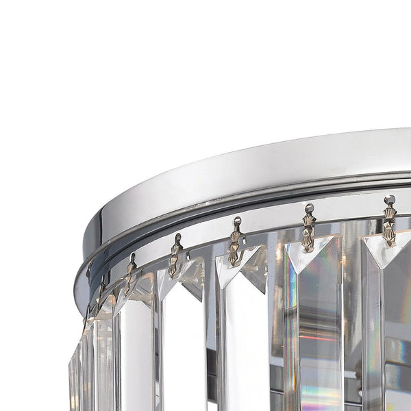Atlas Palacial Semi Flush Mount Light Fixture - Elegant Prismatic Crystals for Glamorous Interiors Polished Chrome 12'' CL11485-CH