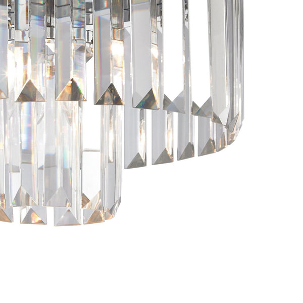 Atlas Palacial Semi Flush Mount Light Fixture - Elegant Prismatic Crystals for Glamorous Interiors Polished Chrome 12'' CL11485-CH