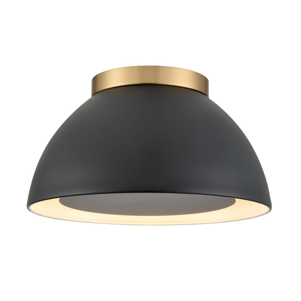 Atlas Pelham 10'' Wide 2-Light Flush Mount - Industrial Chic Ceiling Fixture for Modern Home Interiors Satin Brass with Matte Black CL11487-BK