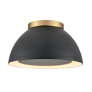 Atlas Pelham 10'' Wide 2-Light Flush Mount - Industrial Chic Ceiling Fixture for Modern Home Interiors Satin Brass with Matte Black CL11487-BK