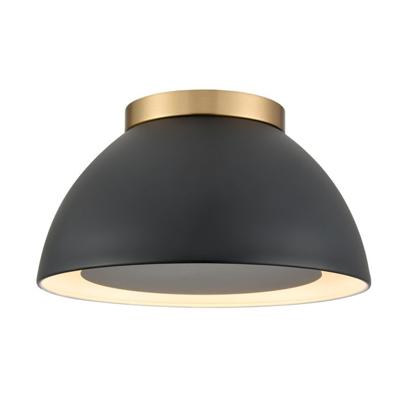 Atlas Pelham 10'' Wide 2-Light Flush Mount - Industrial Chic Ceiling Fixture for Modern Home Interiors Satin Brass with Matte Black CL11487-BK