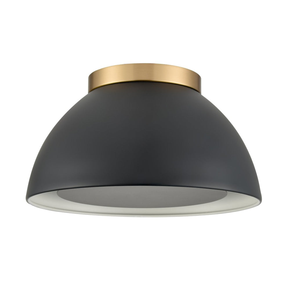 Atlas Pelham 10'' Wide 2-Light Flush Mount - Industrial Chic Ceiling Fixture for Modern Home Interiors Satin Brass with Matte Black CL11487-BK