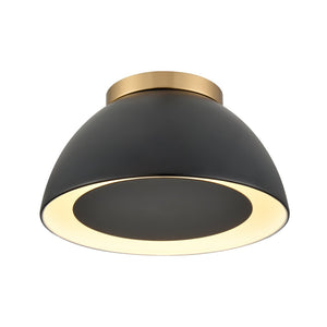 Atlas Pelham 10'' Wide 2-Light Flush Mount - Industrial Chic Ceiling Fixture for Modern Home Interiors Satin Brass with Matte Black CL11487-BK