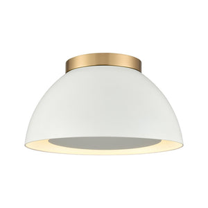 Atlas Pelham 10'' Wide 2-Light Flush Mount - Industrial Chic Ceiling Fixture for Modern Home Interiors Satin Brass with Matte White CL11487-WH1