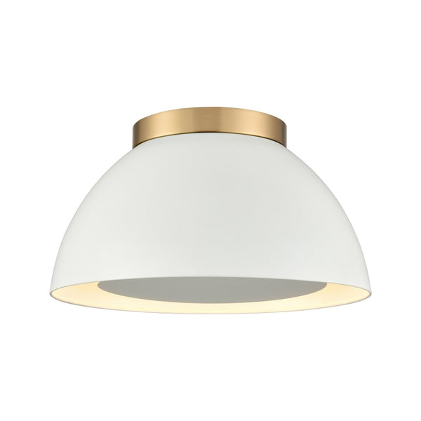 Atlas Pelham 10'' Wide 2-Light Flush Mount - Industrial Chic Ceiling Fixture for Modern Home Interiors Satin Brass with Matte White CL11487-WH1
