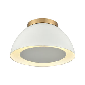 Atlas Pelham 10'' Wide 2-Light Flush Mount - Industrial Chic Ceiling Fixture for Modern Home Interiors Satin Brass with Matte White CL11487-WH1