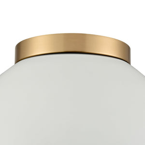 Atlas Pelham 10'' Wide 2-Light Flush Mount - Industrial Chic Ceiling Fixture for Modern Home Interiors Satin Brass with Matte White CL11487-WH1