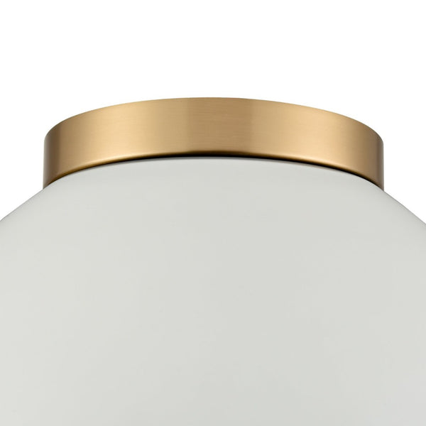 Atlas Pelham 10'' Wide 2-Light Flush Mount - Industrial Chic Ceiling Fixture for Modern Home Interiors Satin Brass with Matte White CL11487-WH1