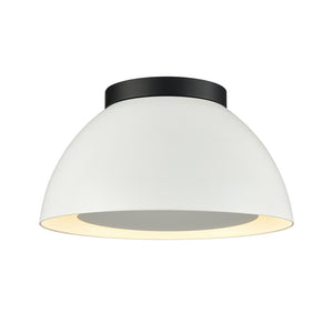 Atlas Pelham 10'' Wide 2-Light Flush Mount - Industrial Chic Ceiling Fixture for Modern Home Interiors Matte Black with Matte White CL11487-WH2