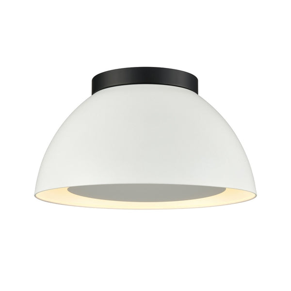 Atlas Pelham 10'' Wide 2-Light Flush Mount - Industrial Chic Ceiling Fixture for Modern Home Interiors Matte Black with Matte White CL11487-WH2