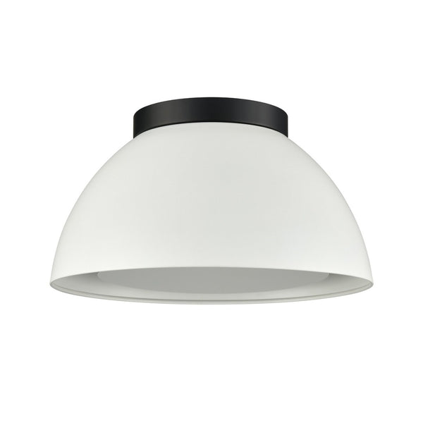 Atlas Pelham 10'' Wide 2-Light Flush Mount - Industrial Chic Ceiling Fixture for Modern Home Interiors Matte Black with Matte White CL11487-WH2