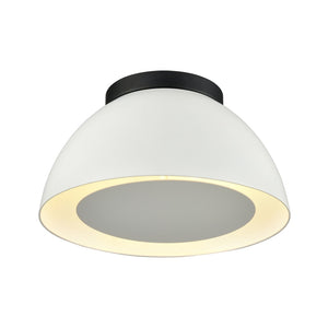 Atlas Pelham 10'' Wide 2-Light Flush Mount - Industrial Chic Ceiling Fixture for Modern Home Interiors Matte Black with Matte White CL11487-WH2