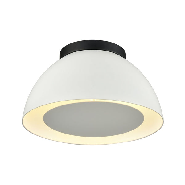 Atlas Pelham 10'' Wide 2-Light Flush Mount - Industrial Chic Ceiling Fixture for Modern Home Interiors Matte Black with Matte White CL11487-WH2