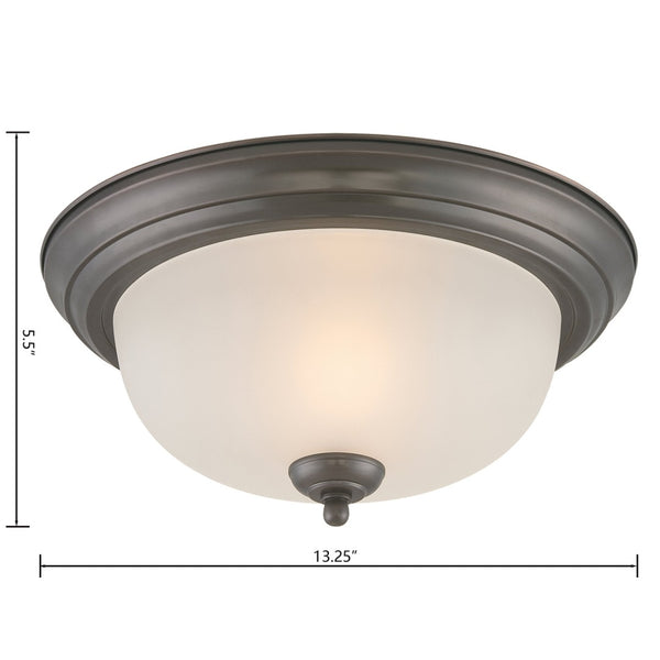 Atlas Pendenza Transitional 2-Light Flush Mount Fixture with Elegant Shades for Warm Ambient Lighting Oiled Bronze CL11488-BZ