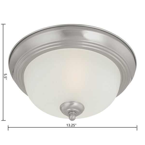 Atlas Pendenza Transitional 2-Light Flush Mount Fixture with Elegant Shades for Warm Ambient Lighting Brushed Nickel 13.25'' CL11488-NK