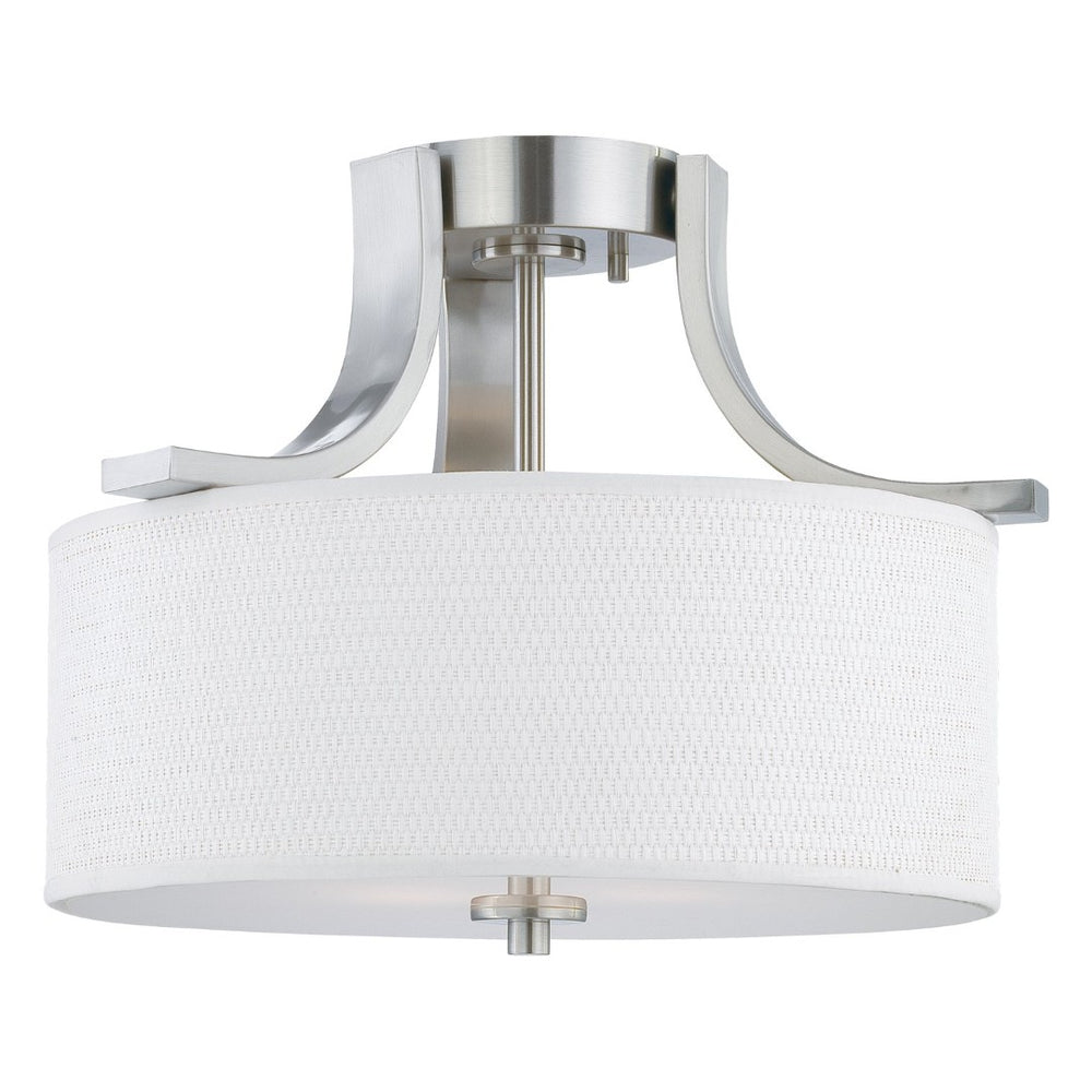 Atlas Pendenza Transitional 2-Light Flush Mount Fixture with Elegant Shades for Warm Ambient Lighting Brushed Nickel 15.25'' CL11489-NK