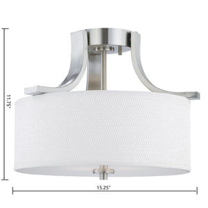 Atlas Pendenza Transitional 2-Light Flush Mount Fixture with Elegant Shades for Warm Ambient Lighting Brushed Nickel 15.25'' CL11489-NK