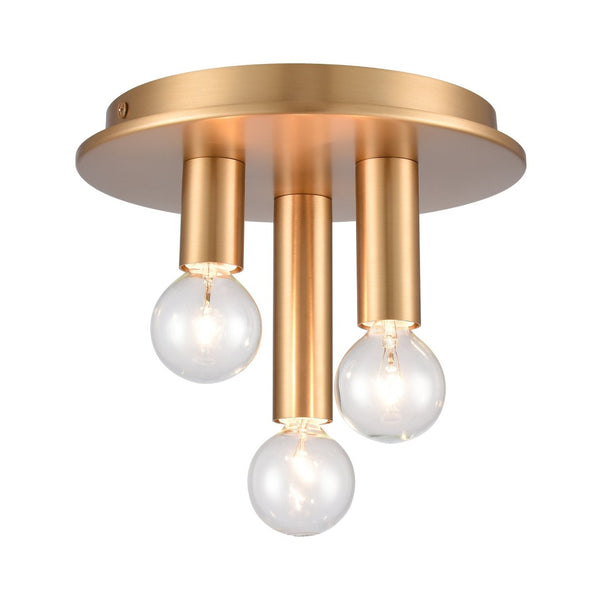 Atlas Pepper 8" Wide 3-Light Flush Mount - Elegant Sculptural Design for Modern Home Illumination Brushed Gold CL11490-GD