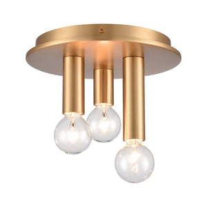 Atlas Pepper 8" Wide 3-Light Flush Mount - Elegant Sculptural Design for Modern Home Illumination Brushed Gold CL11490-GD