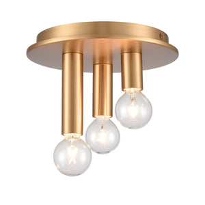 Atlas Pepper 8" Wide 3-Light Flush Mount - Elegant Sculptural Design for Modern Home Illumination Brushed Gold CL11490-GD