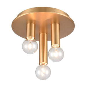 Atlas Pepper 8" Wide 3-Light Flush Mount - Elegant Sculptural Design for Modern Home Illumination Brushed Gold CL11490-GD