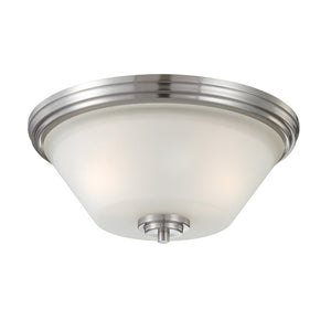 Atlas Pittman 14'' Wide 2-Light Contemporary Flush Mount with Frosted Glass for Modern Indoor Spaces Brushed Nickel CL11491-NK