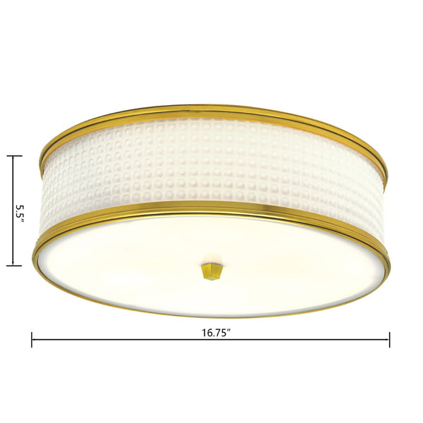 Atlas Prism 16.75'' Wide 3-Light Flush Mount - Mid-Century Modern Elegance for Sophisticated Spaces Satin Brass CL11496-BS