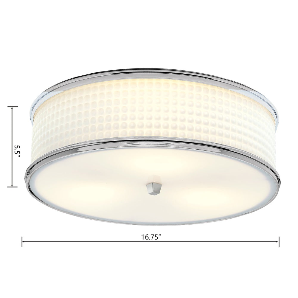 Atlas Prism 16.75'' Wide 3-Light Flush Mount - Mid-Century Modern Elegance for Sophisticated Spaces Polished Nickel CL11496-NK