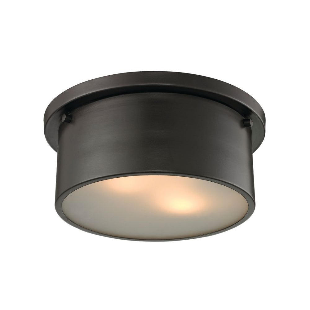 Atlas Simpson 2-Light Flush Mount Fixture - Elegant Frosted Diffuser for Timeless Indoor Illumination Oil Rubbed Bronze 10'' CL11498-BZ