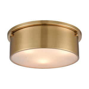 Atlas Simpson 2-Light Flush Mount Fixture - Elegant Frosted Diffuser for Timeless Indoor Illumination Satin Brass CL11499-BS