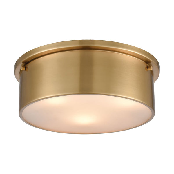 Atlas Simpson 2-Light Flush Mount Fixture - Elegant Frosted Diffuser for Timeless Indoor Illumination Satin Brass CL11499-BS