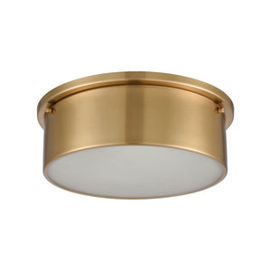 Atlas Simpson 2-Light Flush Mount Fixture - Elegant Frosted Diffuser for Timeless Indoor Illumination Satin Brass CL11499-BS