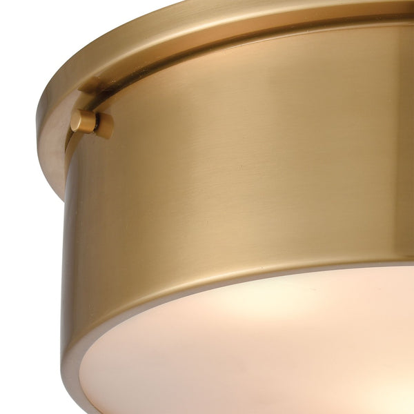 Atlas Simpson 2-Light Flush Mount Fixture - Elegant Frosted Diffuser for Timeless Indoor Illumination Satin Brass CL11499-BS