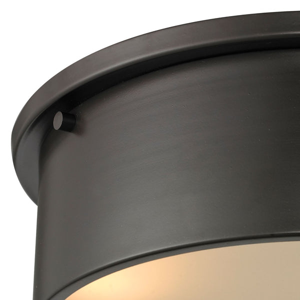 Atlas Simpson 2-Light Flush Mount Fixture - Elegant Frosted Diffuser for Timeless Indoor Illumination Oil Rubbed Bronze 14'' CL11499-BZ